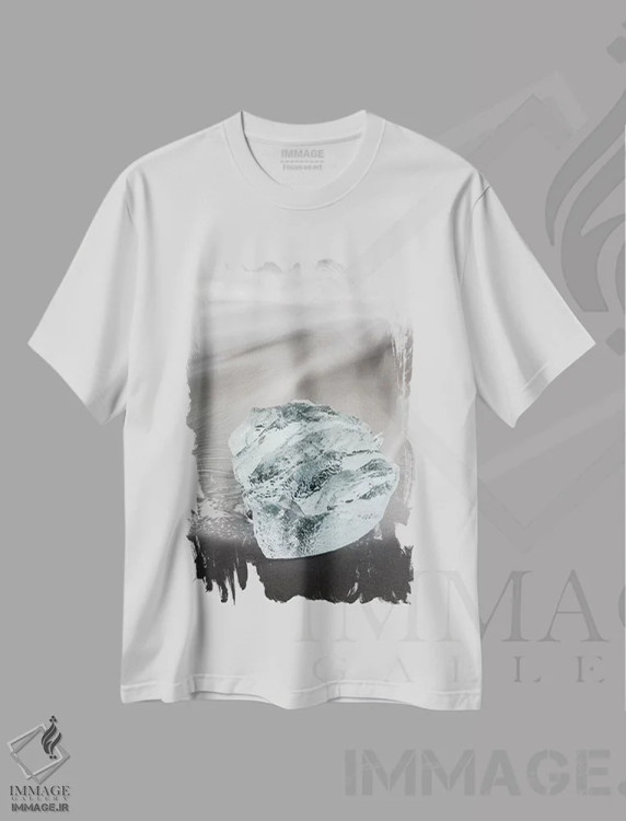 تیشرت سفید طرح دار – تیشرت مناظر ,Iceland.,کوه های یخ در ساحل شنی سیاه آتشفشانی، ایسلند اثر مارتین زویک immage.ir