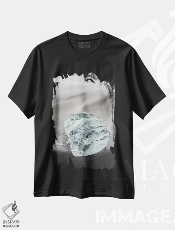 تیشرت مشکی طرح دار – تیشرت مناظر ,Iceland.,کوه های یخ در ساحل شنی سیاه آتشفشانی، ایسلند اثر مارتین زویک فروشگاه ایماژ