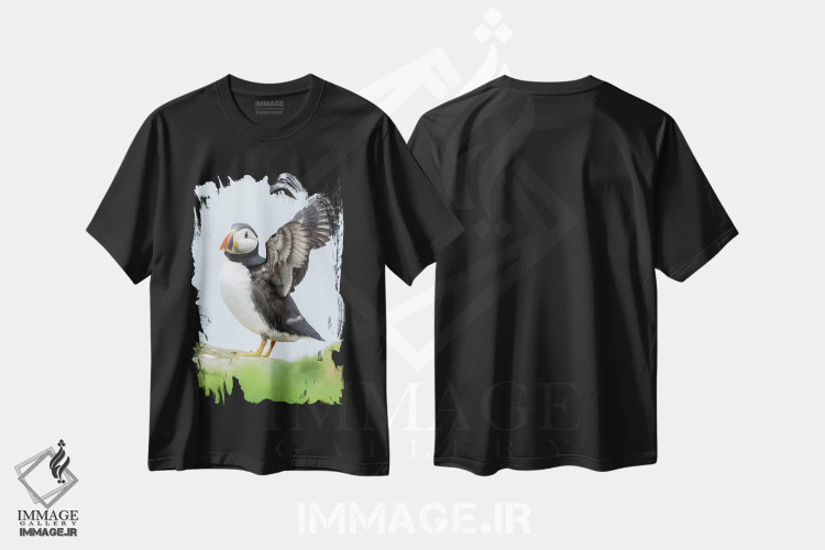 تیشرت مشکی طرح دار – تیشرت پرنده ,Mykines, Faroe Islands, Denmark II,پافین اطلس، میکینس، جزایر فارو، دانمارک اثر مارتین زویک immage.ir