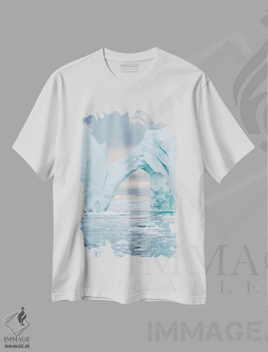تیشرت سفید طرح دار – تیشرت طبیعت ,Greenland.,یخ دره ایلولیسات در خلیج دیسکو. این یخ دره به عنوان میراث جهانی یونسکو ثبت شده است، گرینلند اثر مارتین زویک فروشگاه ایماژ