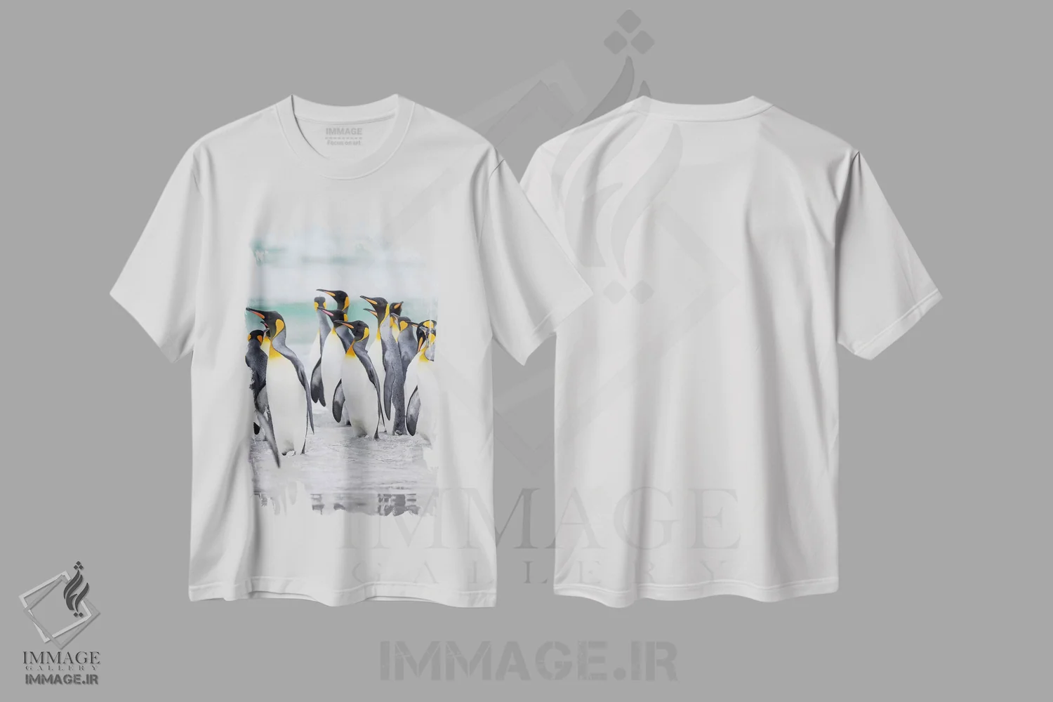 تیشرت سفید طرح دار – تیشرت حیات وحش ,پنگوئن شاه در جزایر فالکلند اثر مارتین زویک immage.ir