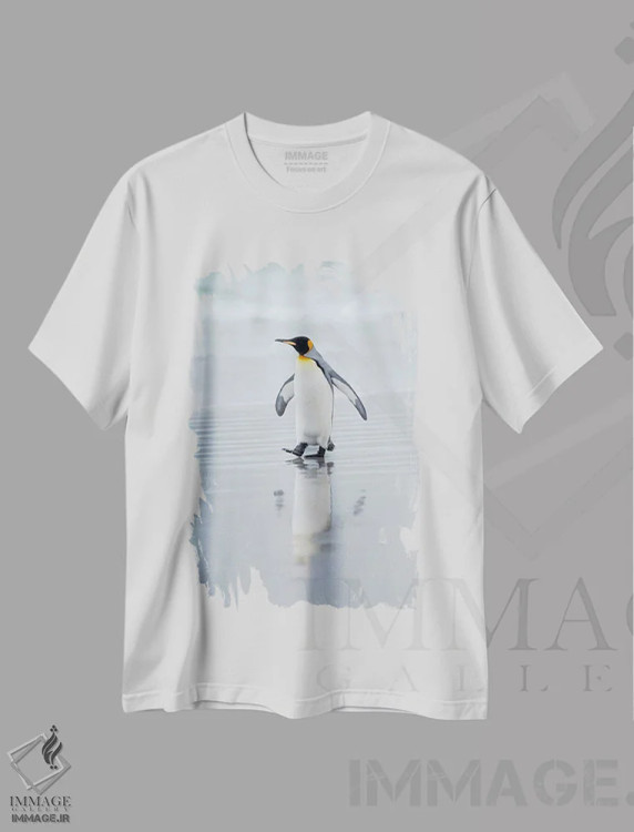 تیشرت سفید طرح دار – تیشرت حیوانات ,پنگوئن شاه در جزایر فالکلند اثر مارتین زویک فروشگاه ایماژ