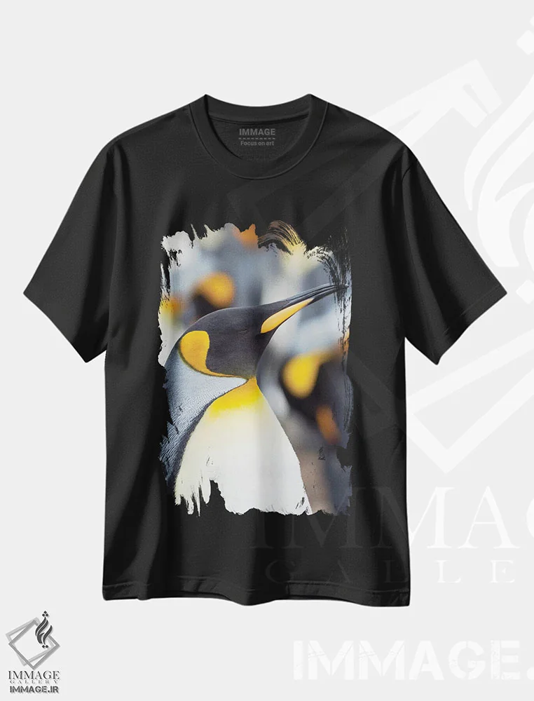 تیشرت مشکی طرح دار – تیشرت حیوانات ,Falkland Islands.,پنگوئن شاه، جزایر فالکلند اثر مارتین زویک فروشگاه ایماژ