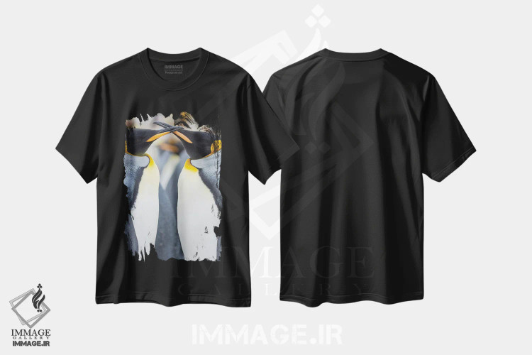 تیشرت مشکی طرح دار – تیشرت پنگوئن ,Falkland Islands.,پنگوئن شاه، جزایر فالکلند اثر مارتین زویک immage.ir