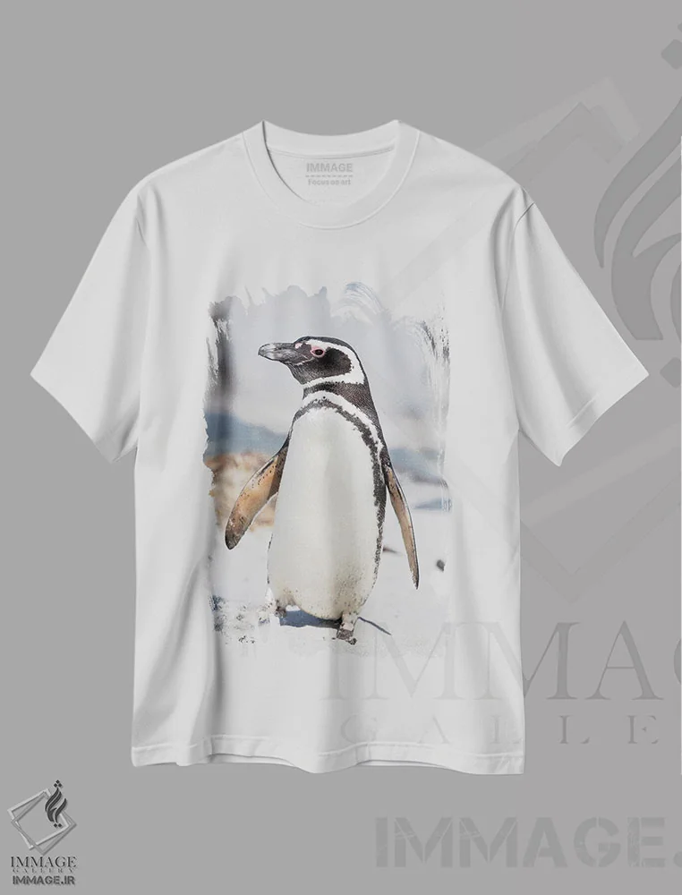 تیشرت سفید طرح دار – تیشرت حیوانات ,Falkland Islands.,پنگوئن ماژلانی، جزایر فالکلند اثر مارتین زویک فروشگاه ایماژ