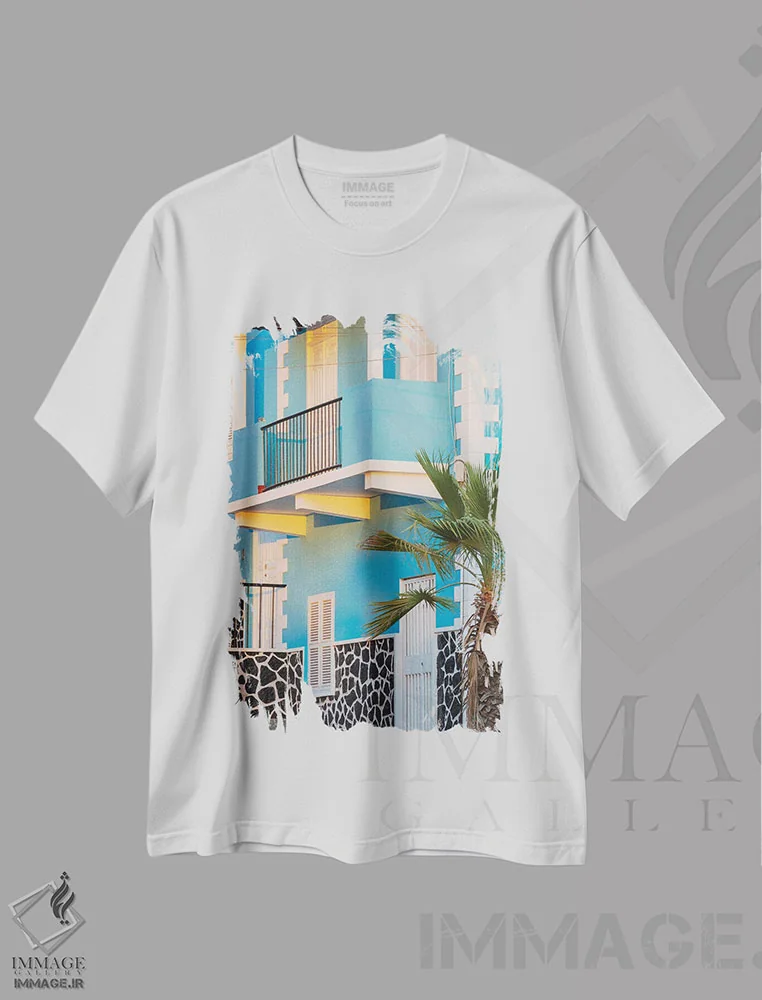 تیشرت سفید طرح دار – تیشرت معماری ,the capital of the island. Fogo Island, part of Cape Verde in the central Atlantic.,خانه شهری سنتی. سائو فیلیپه، پایتخت جزیره فوگو، بخشی از کیپ ورد در اقیانوس اطلس مرکزی اثر مارتین زویک immage.ir