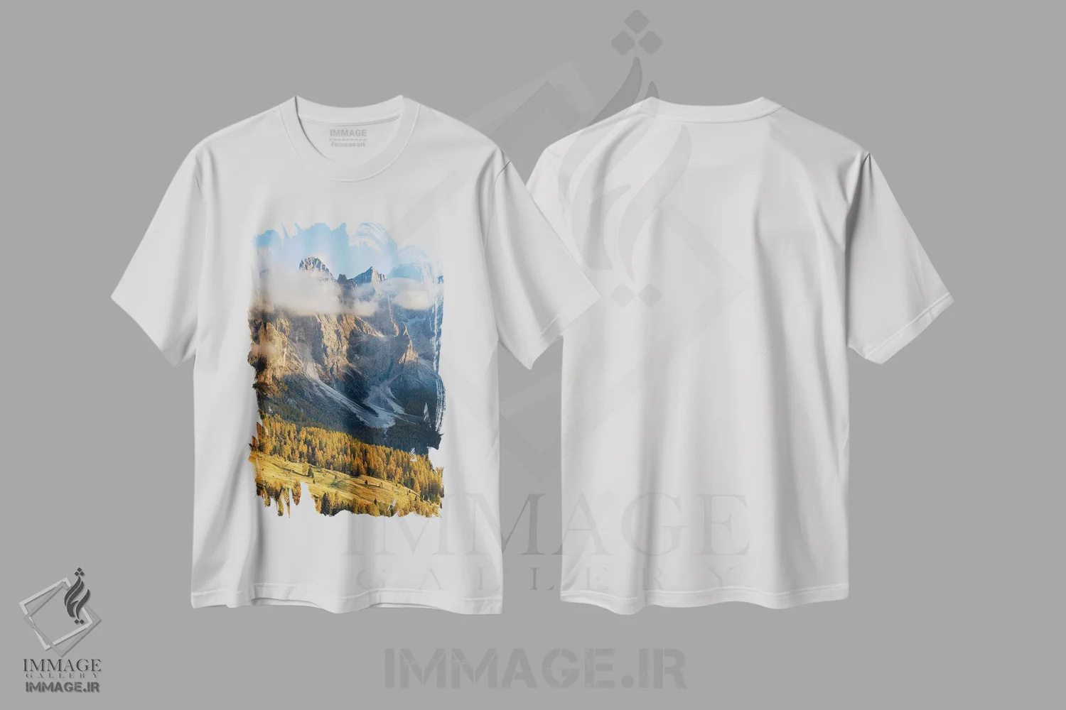 تیشرت سفید طرح دار – تیشرت کوهنوردی ,Italy,قله های مرتفع مشرف به وال ونه جیا، گروه پالادر دولومیت های ترنتینو، ایتالیا اثر مارتین زویک فروشگاه ایماژ