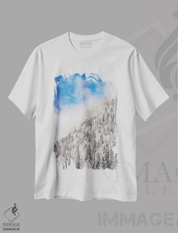 تیشرت سفید طرح دار – تیشرت طبیعت ,Bavaria.,جنگل کوهستانی در کنار مخزن یخ زده سیلوانشتاین در دره ایسار از رشته کوه کاروندل در زمستان، بایرن، آلمان اثر مارتین زویک فروشگاه ایماژ