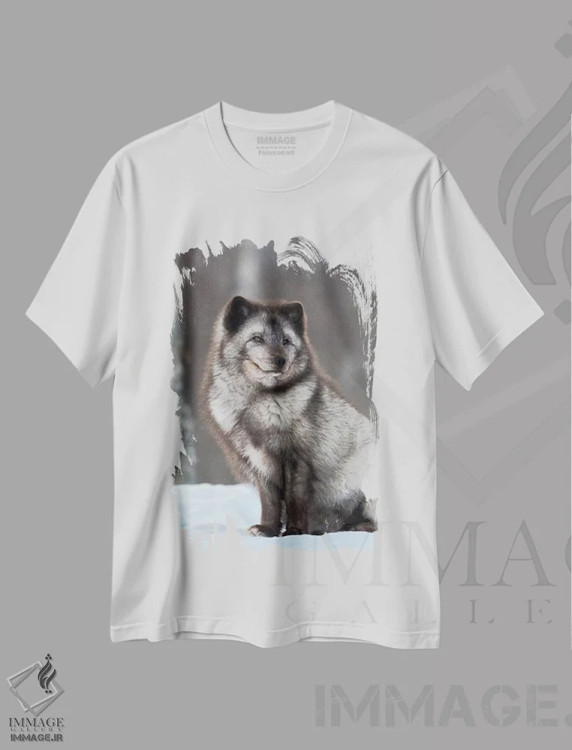تیشرت سفید طرح دار – تیشرت حیوانات ,Blue Morph, In Deep Snow During Winter Europe, Norway, Bardu, Polar Park,روباه قطبیدر برف عمیق زمستان، اروپا، نروژ، باردو، پارک قطبی اثر مارتین زویک immage.ir