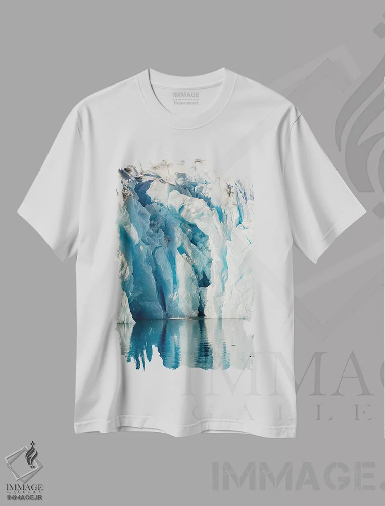 تیشرت سفید طرح دار – تیشرت طبیعت ,Ammassalik, Danish Territory,یخچال طبیعی کنود راسموسندر فیورد سرمیلیگاک، آماسالیک، قلمرو دانمارک اثر مارتین زویک فروشگاه ایماژ