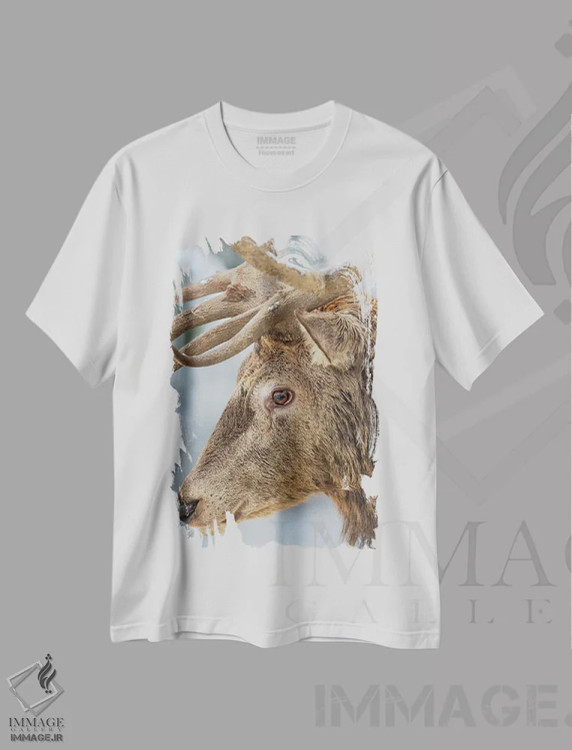 تیشرت سفید طرح دار – تیشرت حیوانات ,Red Deer In Snow, Alpenwildpark ObermaiselsteinEurope, Germany, Bavaria,گوزن قرمز نر یا قوچ در برف، پارک حیات وحش آلپ اوبرمایزلشتاین، اروپا، آلمان، باواریا اثر مارتین زویک immage.ir