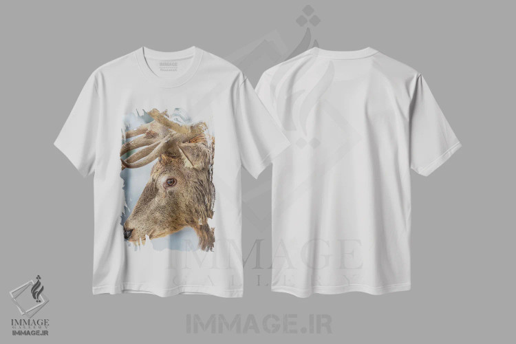 تیشرت سفید طرح دار – تیشرت حیوانات ,Red Deer In Snow, Alpenwildpark ObermaiselsteinEurope, Germany, Bavaria,گوزن قرمز نر یا قوچ در برف، پارک حیات وحش آلپ اوبرمایزلشتاین، اروپا، آلمان، باواریا اثر مارتین زویک immage.ir