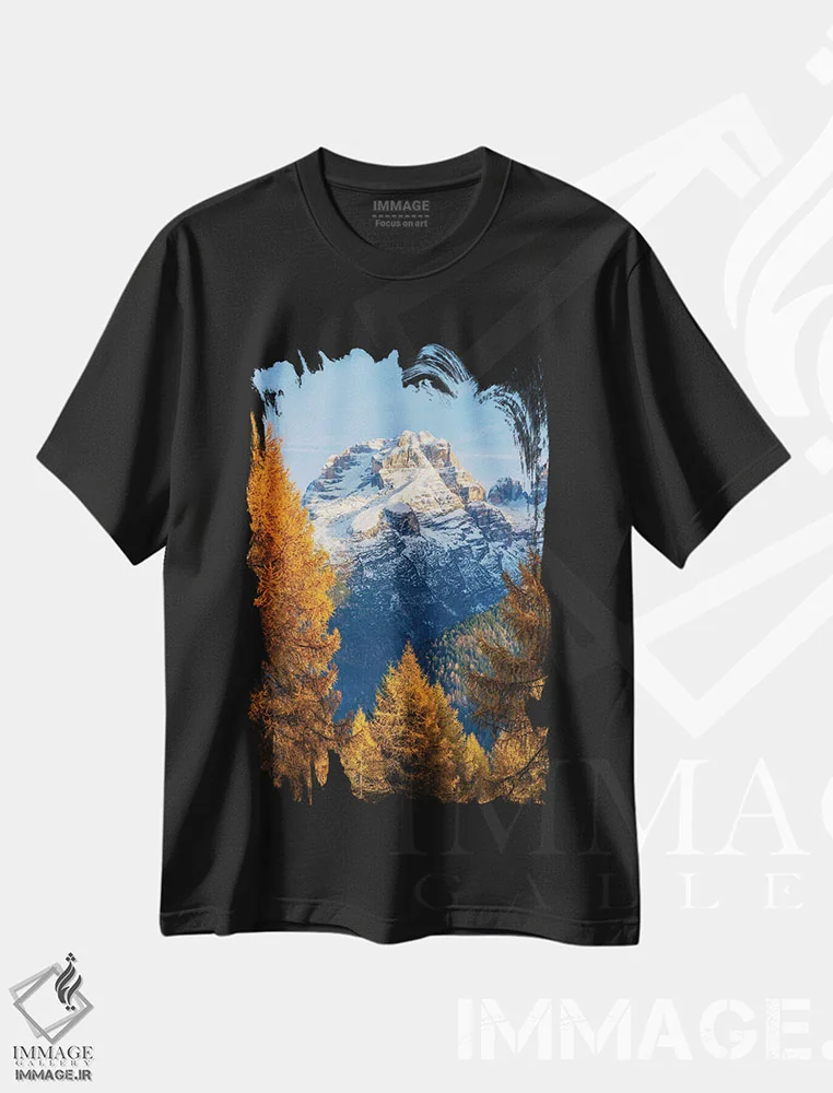 تیشرت مشکی طرح دار – تیشرت منظره ,In The Province Of Trentino In Italy.,قله برنتا. منظره ای از دولومیتی دی برنتا از دره رندنا، استان ترنتینو، ایتالیا اثر مارتین زویک فروشگاه ایماژ