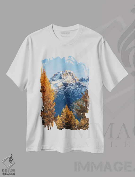 تیشرت سفید طرح دار – تیشرت منظره ,In The Province Of Trentino In Italy.,قله برنتا. منظره ای از دولومیتی دی برنتا از دره رندنا، استان ترنتینو، ایتالیا اثر مارتین زویک immage.ir