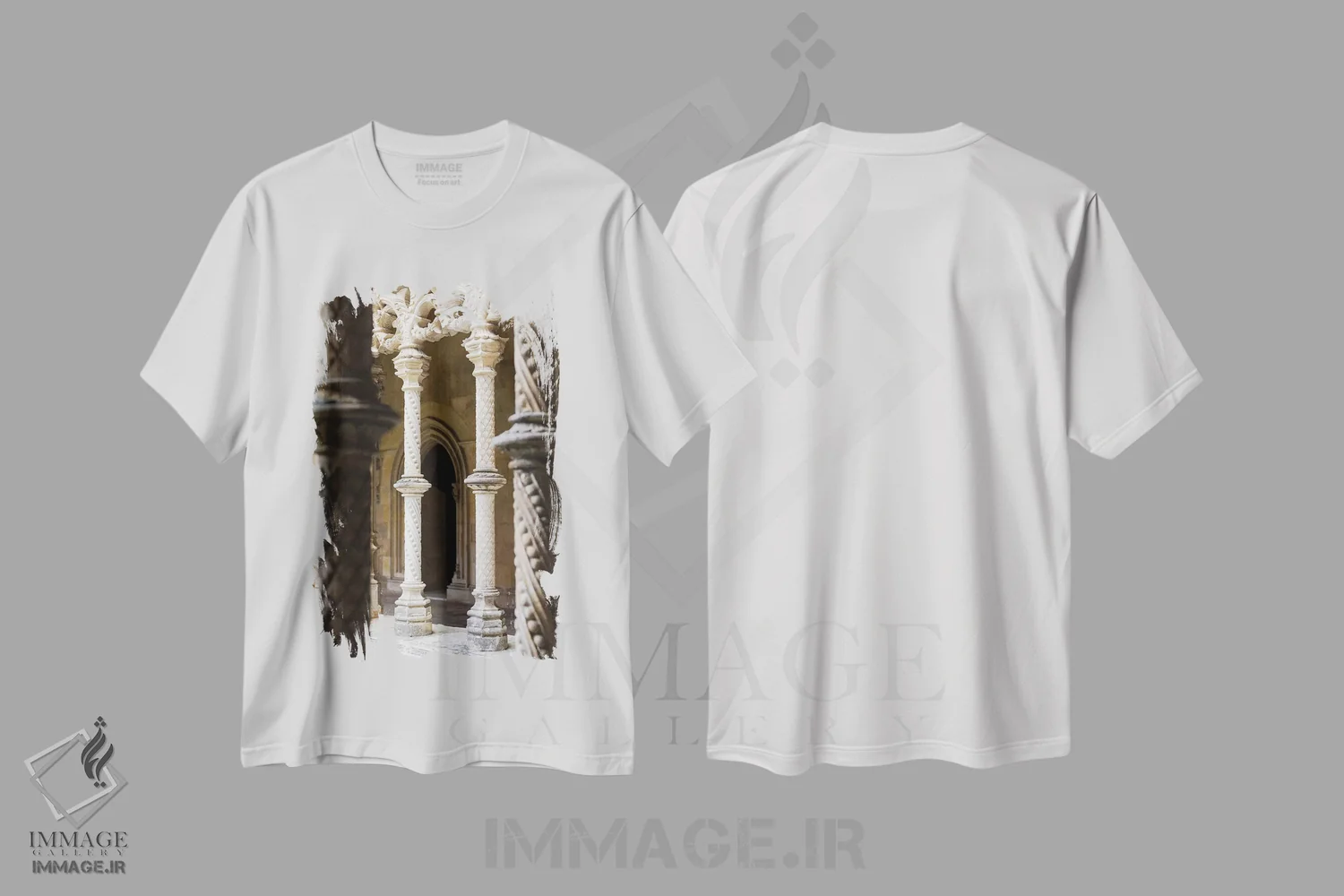 تیشرت سفید طرح دار – تیشرت معماری ,the royal cloister. Monastery of Batalha, Mosteiro de Santa Maria da Vitoria,کلاوسترو رئال، صومعه پادشاهی. صومعه باتالیا، صومعه سانتا ماریا دا ویتوریا اثر مارتین زویک فروشگاه ایماژ