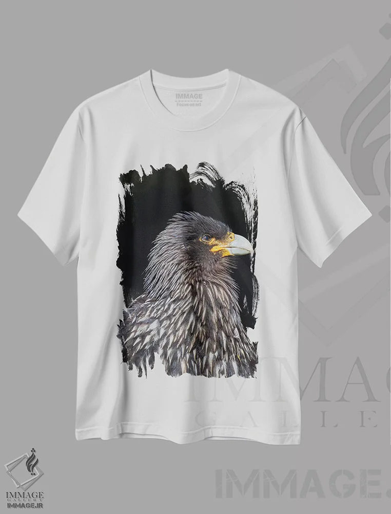 تیشرت سفید طرح دار – تیشرت حیوانات ,protected and highly intelligent bird of prey. Falkland Islands,کاراکارای فالکلند یا جانی رووک، پرنده شکاری حفاظت شده و بسیار باهوش. جزایر فالکلند اثر مارتین زویک فروشگاه ایماژ