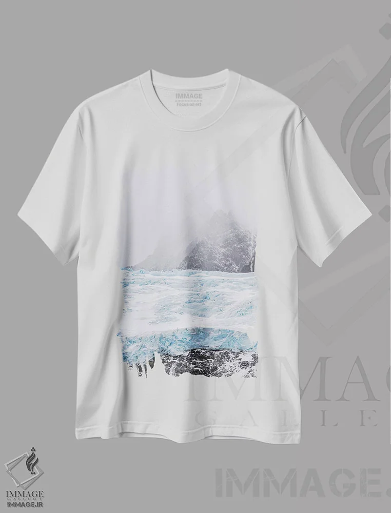 تیشرت سفید طرح دار – تیشرت منظره ,یخچال های فلات فیورد درایگالسکی در انتهای جنوبی جورجیای جنوبی اثر مارتین زویک immage.ir