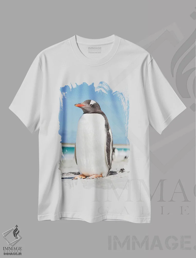 تیشرت سفید طرح دار – تیشرت حیوانات ,پنگوئن جنتو جزایر فالکلند V اثر مارتین زویک فروشگاه ایماژ
