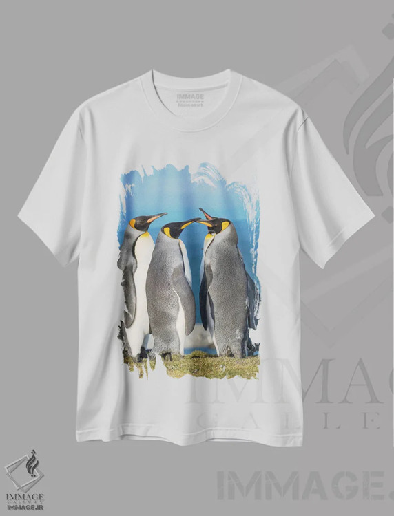 تیشرت سفید طرح دار – تیشرت طبیعت ,کلونی پنگوئن شاهی در خلیج سنت اندروز. رفتار خواستگاری. جزیره جورجیای جنوبی اثر مارتین زویک immage.ir