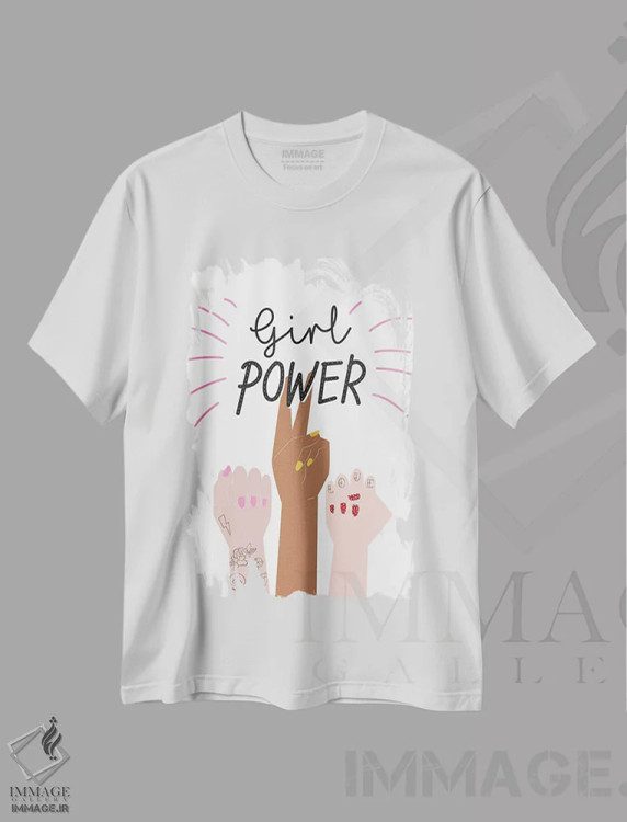 تیشرت سفید طرح دار – تیشرت هنری ,قدرت دخترانه I اثر آنجلا نیکِیاس immage.ir