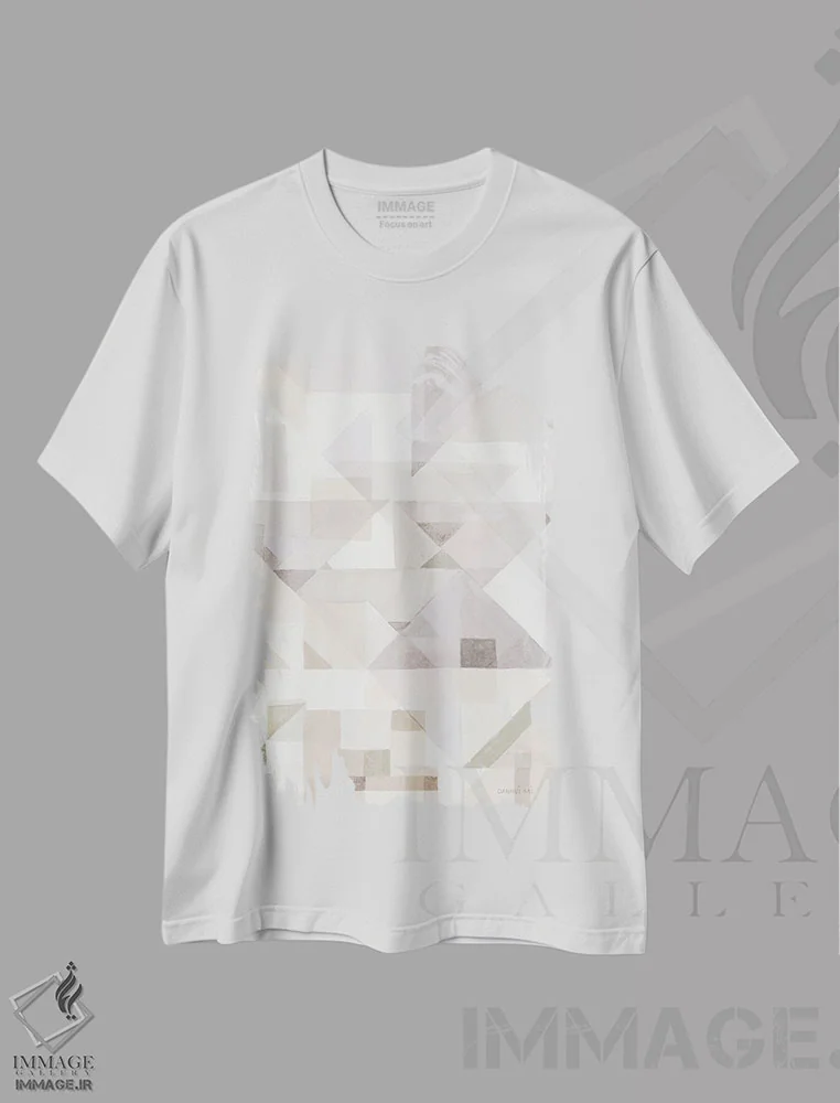تیشرت سفید طرح دار – تیشرت مینیمال ,زاویه های آزمایشی سه اثر دان هوی نای فروشگاه ایماژ