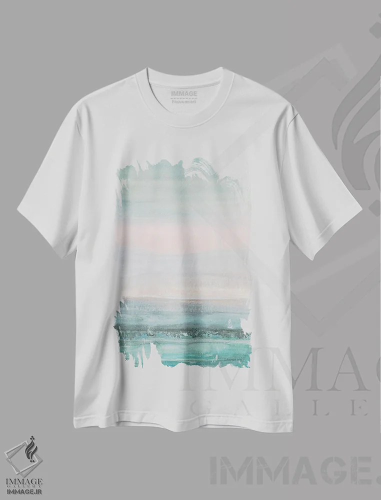 تیشرت سفید طرح دار – تیشرت طبیعت ,دریاپیما پاستلی اثر دان هوی نای immage.ir
