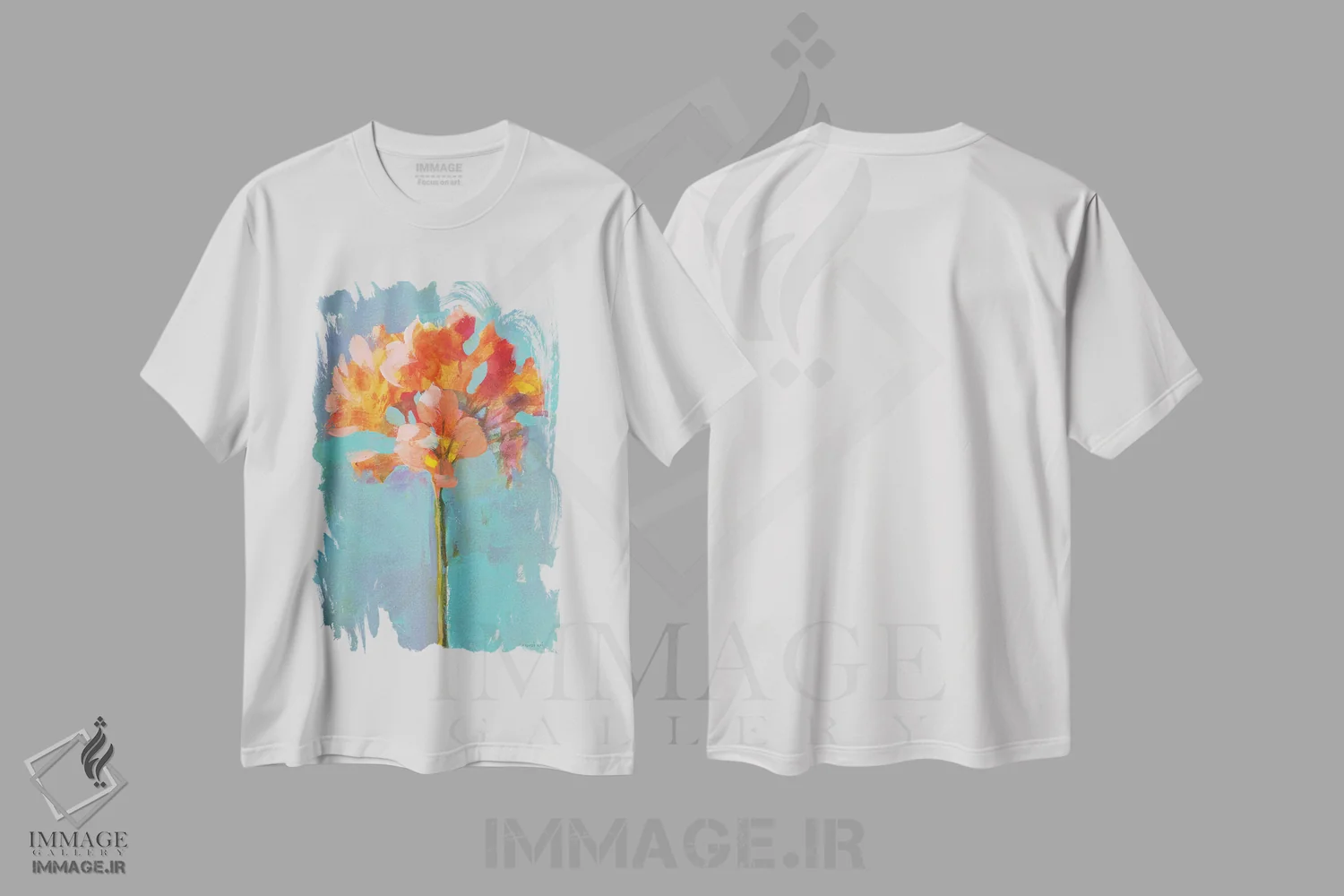 تیشرت سفید طرح دار – تیشرت گلدار مدرن ,گل مدرن یک اثر دان هوی نای فروشگاه ایماژ
