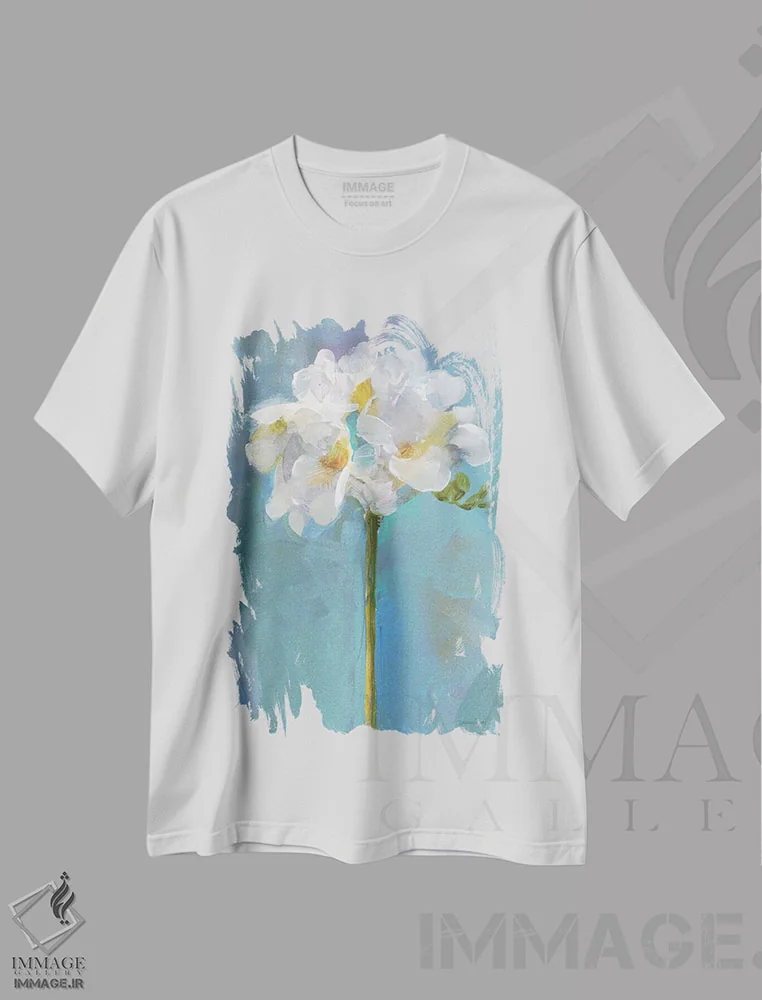 تیشرت سفید طرح دار – تیشرت مینیمال ,گل مدرن چهار اثر دان هوی نای immage.ir