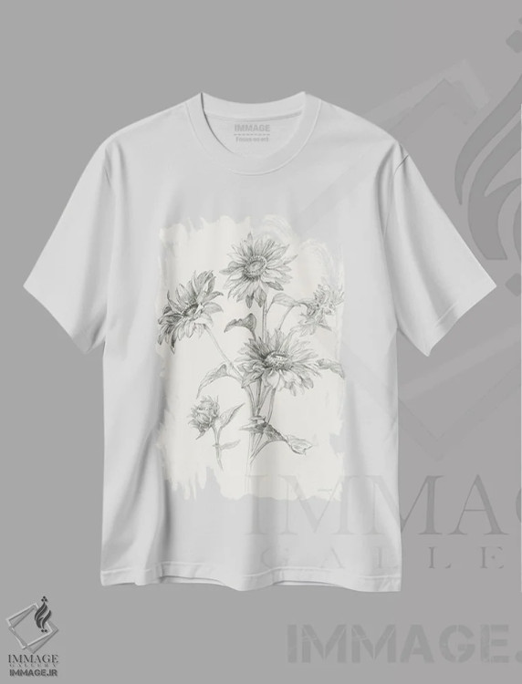 تیشرت سفید طرح دار – تیشرت طبیعت ,گل های نوستالژی مزرعه یک اثر دان هوی نای فروشگاه ایماژ