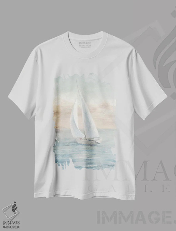 تیشرت سفید طرح دار – تیشرت انتزاعی ,بادبان برافراشته یک اثر دان هوی نای immage.ir