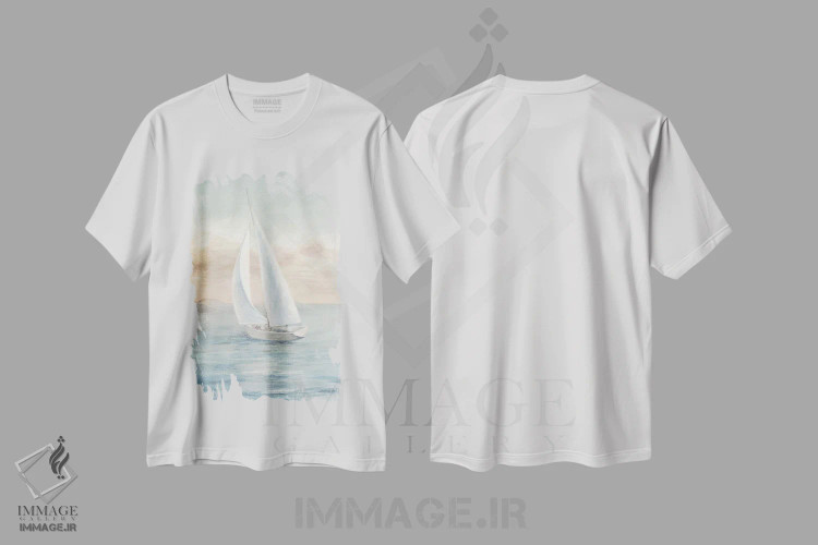 تیشرت سفید طرح دار – تیشرت انتزاعی ,بادبان برافراشته یک اثر دان هوی نای immage.ir