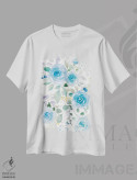 تیشرت سفید طرح دار – تیشرت انتزاعی ,رزهای آبی پرپشت دو اثر دان هوی نای فروشگاه ایماژ