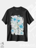 تیشرت مشکی طرح دار – تیشرت انتزاعی ,رزهای آبی پرپشت دو اثر دان هوی نای immage.ir
