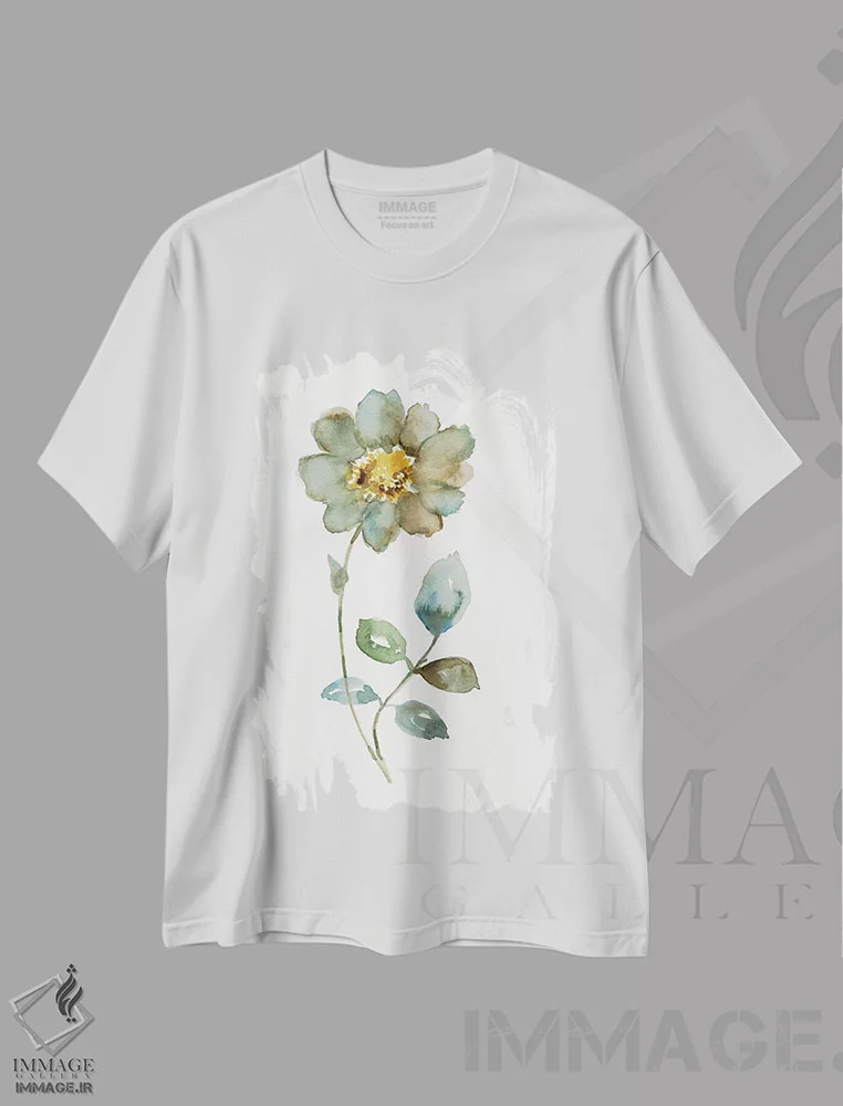 تیشرت سفید طرح دار – تیشرت گل ,گلبرگ ساده یک اثر نان فروشگاه ایماژ