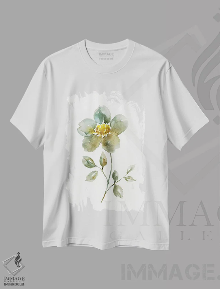 تیشرت سفید طرح دار – تیشرت گیاهی ,گلبرگ ساده دو اثر نان immage.ir