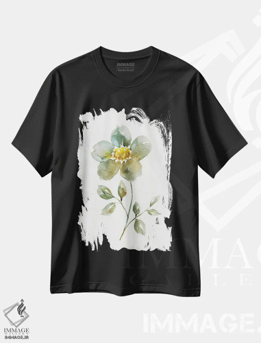 تیشرت مشکی طرح دار – تیشرت گیاهی ,گلبرگ ساده دو اثر نان فروشگاه ایماژ