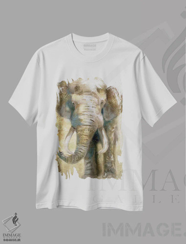 تیشرت سفید طرح دار – تیشرت حیوانات ,فیل سافاری تابستانی اثر نان فروشگاه ایماژ