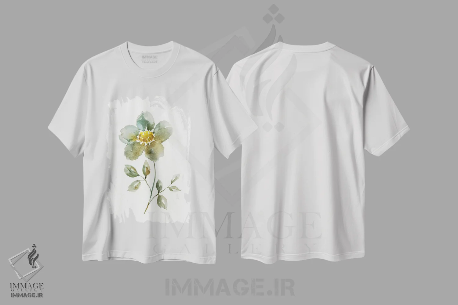 تیشرت سفید طرح دار – تیشرت گیاهی ,گلبرگ ساده دو اثر نان immage.ir