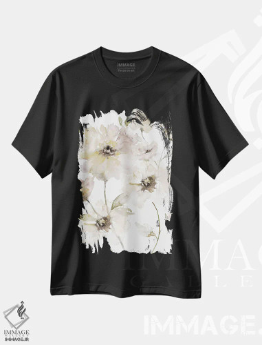 تیشرت مشکی طرح دار – تیشرت آبرنگی ,باغ شفاف یک اثر نان فروشگاه ایماژ