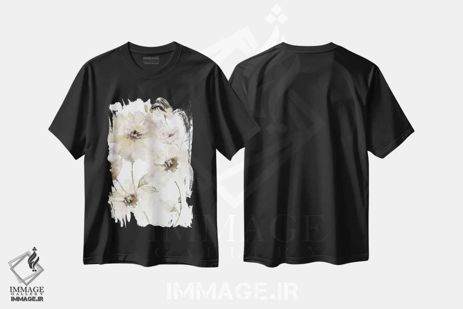 تیشرت مشکی طرح دار – تیشرت آبرنگی ,باغ شفاف یک اثر نان فروشگاه ایماژ