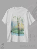 تیشرت سفید طرح دار – تیشرت طبیعت ,انعکاس درخت توس دو اثر سالی سواتلند immage.ir