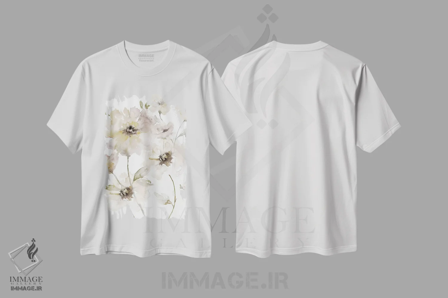 تیشرت سفید طرح دار – تیشرت آبرنگی ,باغ شفاف یک اثر نان immage.ir