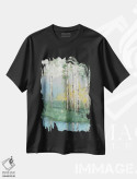 تیشرت مشکی طرح دار – تیشرت طبیعت ,انعکاس درخت توس دو اثر سالی سواتلند فروشگاه ایماژ