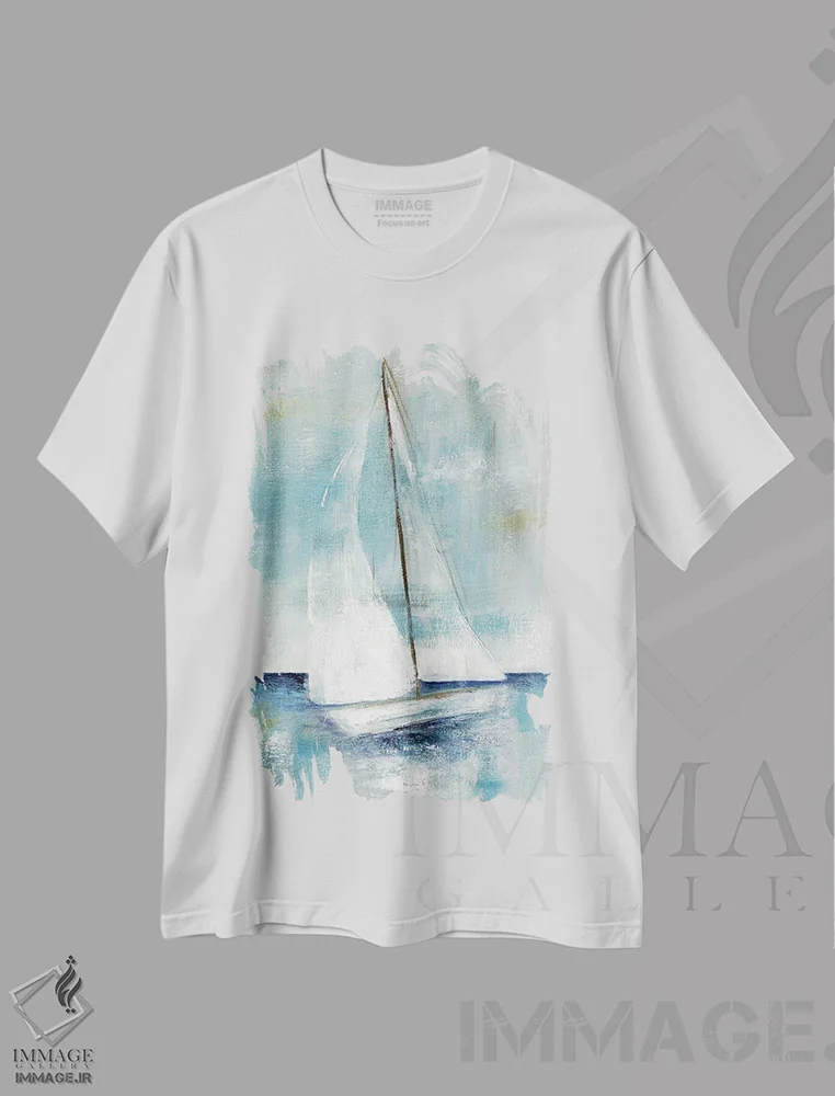 تیشرت سفید طرح دار – تیشرت طبیعت ,بیا قایقرانی کنیم دو اثر نان immage.ir
