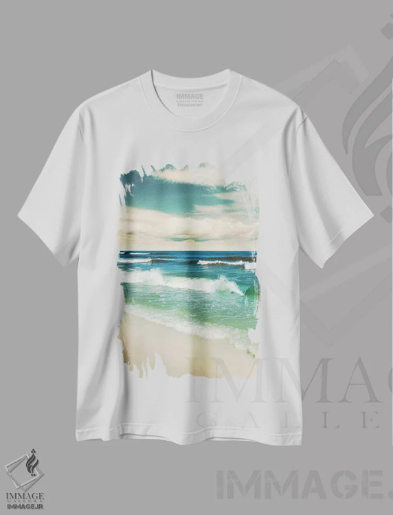 تیشرت سفید طرح دار – تیشرت ساحلی ,روز افسون کننده اثر نان immage.ir