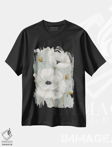 تیشرت مشکی طرح دار – تیشرت گلدار ,باغ مروارید یک اثر نان فروشگاه ایماژ