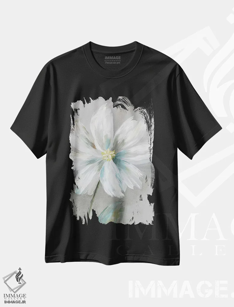 تیشرت مشکی طرح دار – تیشرت مینیمال ,گل ساده I اثر نان فروشگاه ایماژ