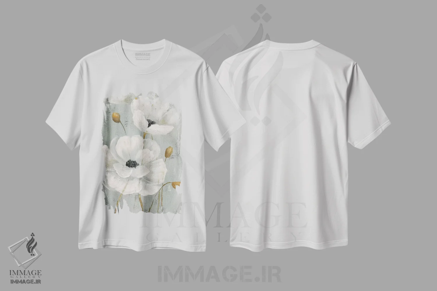 تیشرت سفید طرح دار – تیشرت گلدار ,باغ مروارید یک اثر نان immage.ir