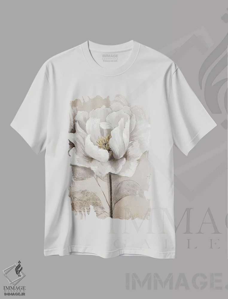 تیشرت سفید طرح دار – تیشرت گل و گیاه ,سفید ملایم II اثر نان immage.ir