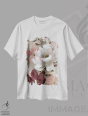تیشرت سفید طرح دار – تیشرت آبستره گلدار ,قرمزهای زودگذر باغ II اثر نان فروشگاه ایماژ
